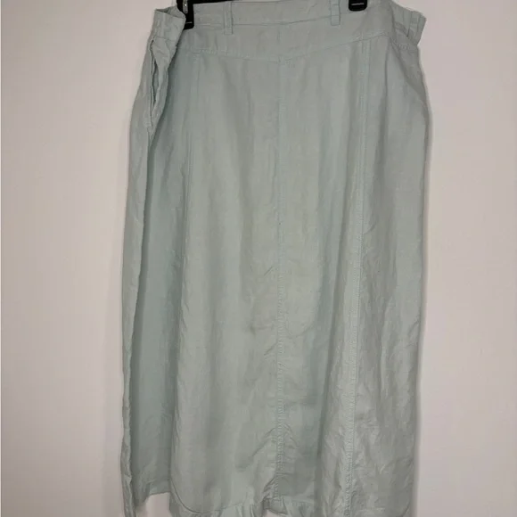 Talbot Maxi Skirt 100% Linen A-Line Sz 18 Seafoam Green Lagenlook Coastal Resort - Picture 9 of 10